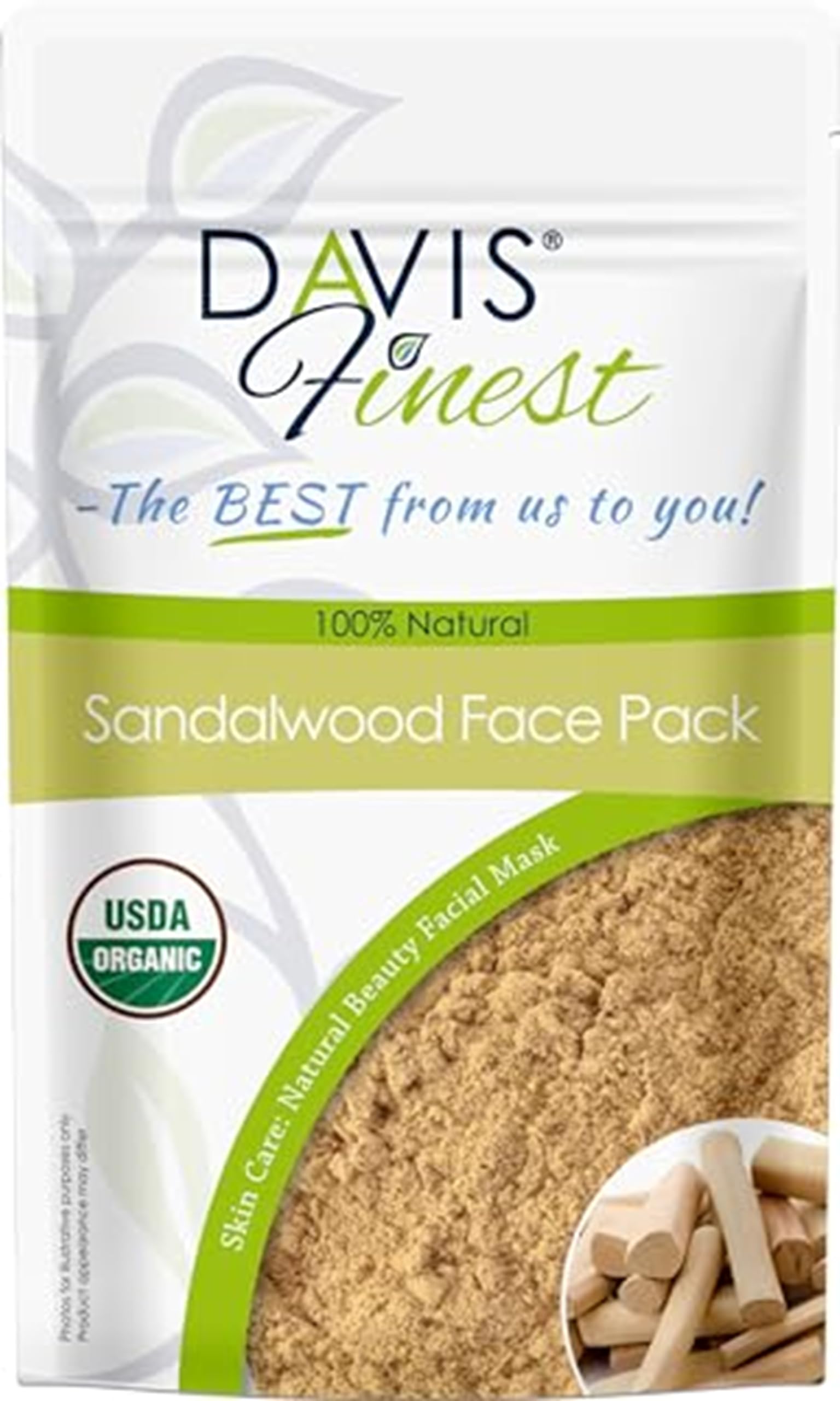 Davis Finest, Sandalwood Face Pack Powder, 250g, Pure Organic Chandan Powder for Skin Care Dark Sports, Acne & Blemishes