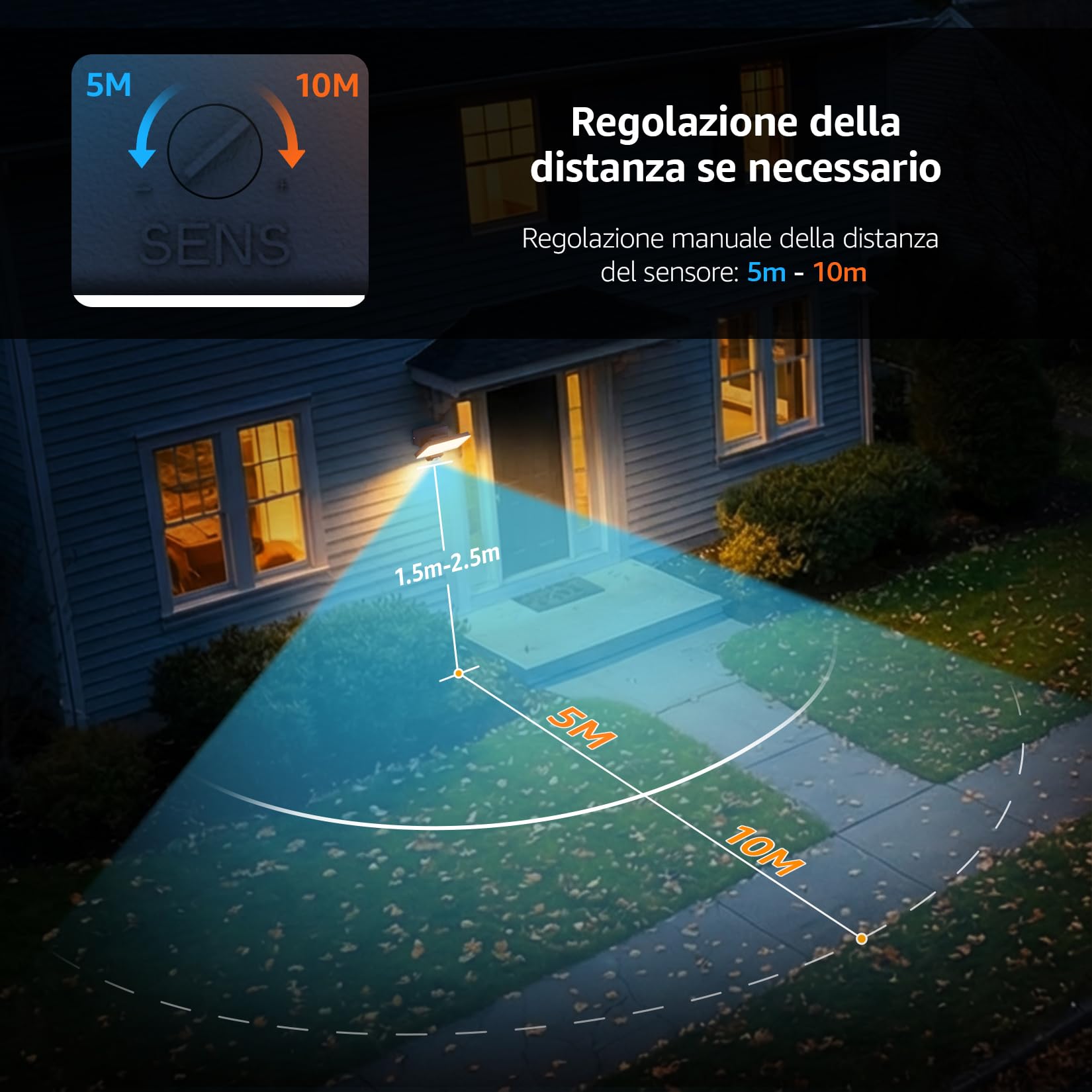 K-Bright Applique da Parete LED con Sensore di Movimento, Luci da Parete Regolabile Applique Moderno in Alluminio per Ingresso Terrazza Giardini, luce bianca calda 3000K IP65 Antracite