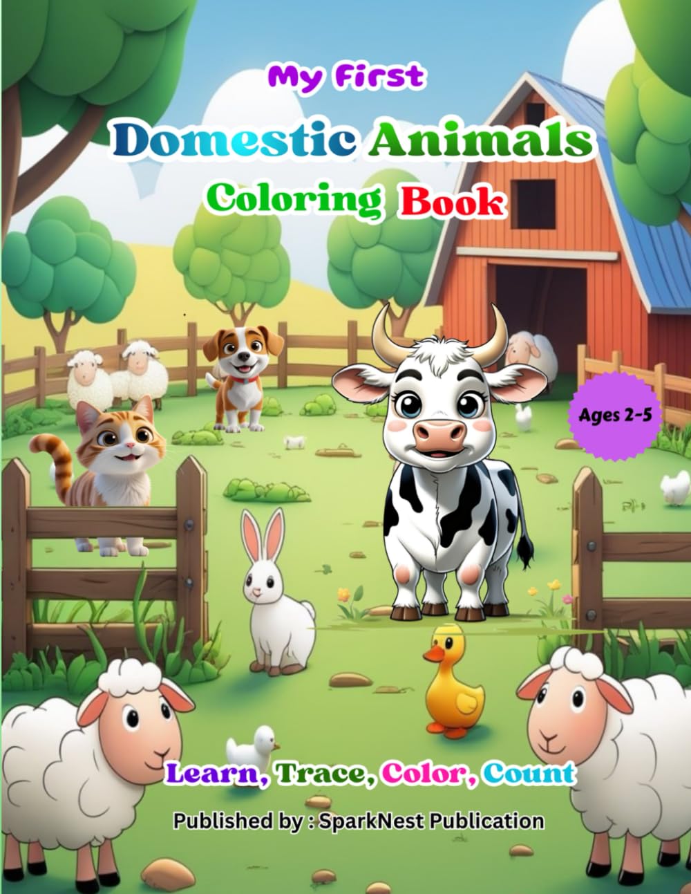 My First Domestic Animals Coloring Book for Kids Ages 2–5: Learn, Trace & Color Cute Farm Animals • Early Learning & Preschool Activity Book • Easy ... Coloring Books for Toddlers (Ages 2–5))