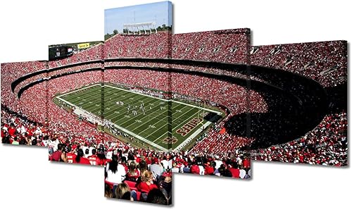 Vista 391 de Cuadros de estadios deportivos de fútbol americano de Minnesota, cuadros de vikingos, 5 paneles, lienzo para pared, arte de pared del estadio