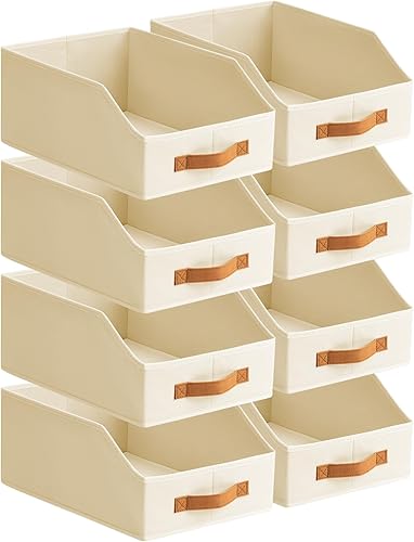 Miniatura 10 de Contenedores de almacenamiento de tela para organizar, paquete de 6 cajas de almacenamiento grandes trapezoidales plegables con asa frontal