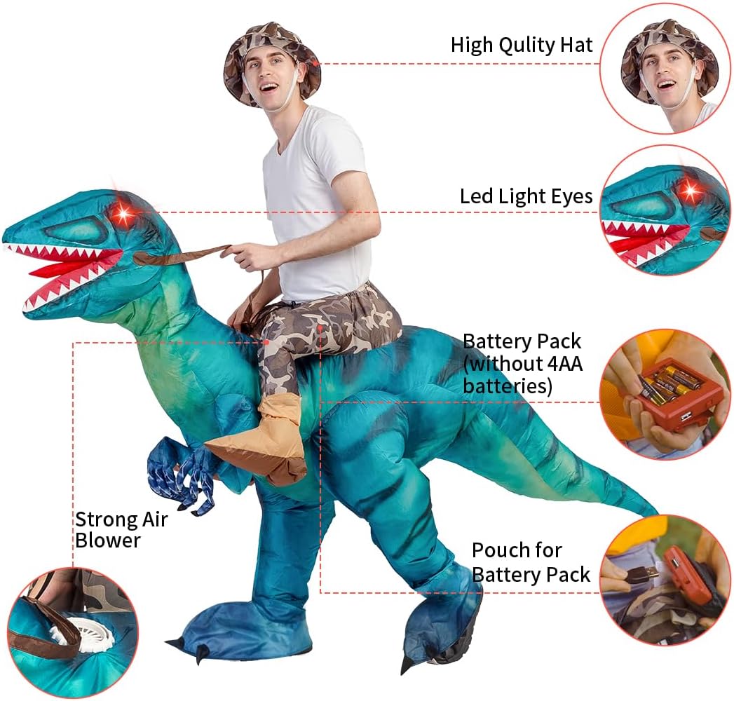 GOOSH Inflatable Dinosaur Costume for Adult Halloween Costume Women Man Funny Blow up Costume for Halloween Party Cosplay - Image 4