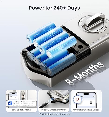 Miniatura 7 de Veise VE027-K - Cerradura inteligente WiFi integrada con 2 perillas, juego de manijas de bloqueo de puerta de entrada sin llave para puerta