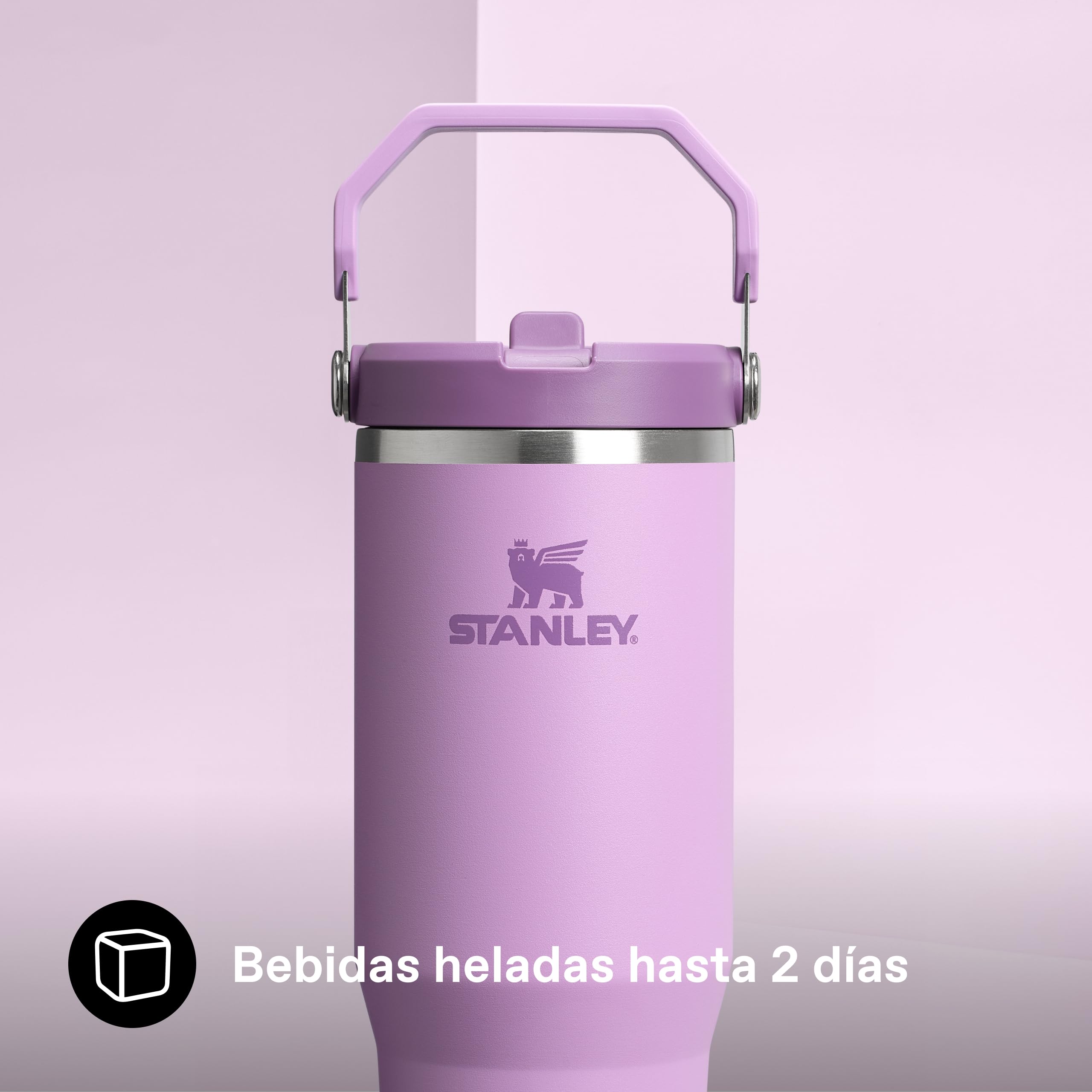 Stanley 1913 Flip Straw Botella Agua con Pajita 0.89L - Lilac | Conserva el Frío 12 Horas - Termo Agua Fria - Acero Inoxidable - Sin BPA - Fácil de llevar - Apta Para Lavavajillas