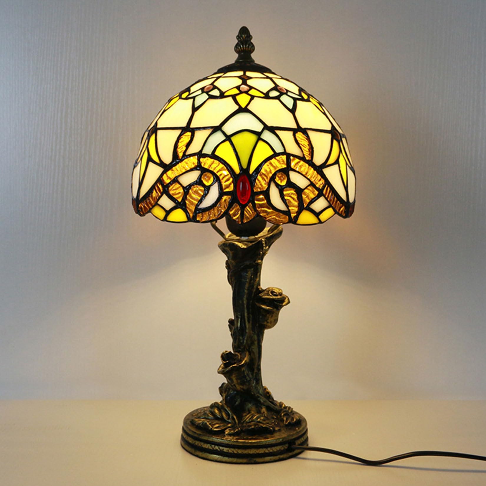 BOTOWI Vintage Tischlampensockel Ersatz, nur Harz Rose Schreibtisch Leuchtensockel, 15" hoch Geeignet für 8 Zoll Tiffany Stil Buntglas Lampenschirme
