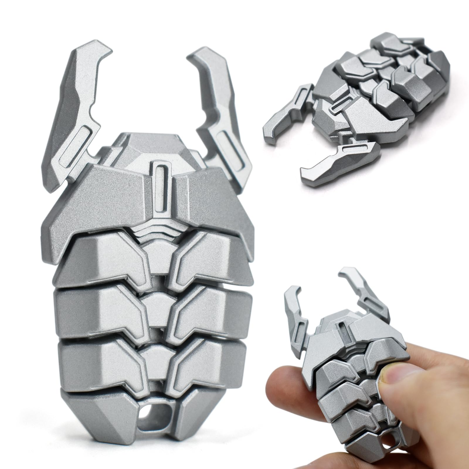 HIDEDC Beetle Fidget Toy, Multifunction Fidget Clicker Beer Bottle Opener, Alloy EDC Fidget Toys for Adults with Clicking Sound & Haptic Feedback, Cool Gadgets for Men & Women (Silver)