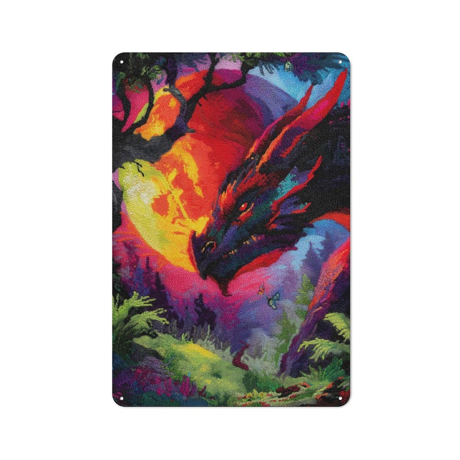 Junmoney Dragon In A Forest Vintage Tin Sign 30X20cm With For Man Cave Or Games Room, For Games Room Collectors