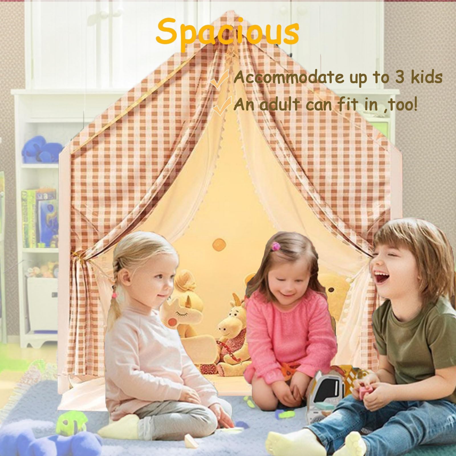 Tienda de Campaña Infantil, Tienda de Princesa, Tienda de campaña para niños con Nubes, Mariposas, Casa de Juegos para Interiores y Exteriores, Casitas Infantiles Jardin para Niños 3 a 7 años