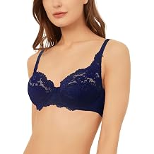 Womens Lace Underwire Unlined Full Coverage Bra - Microfiber