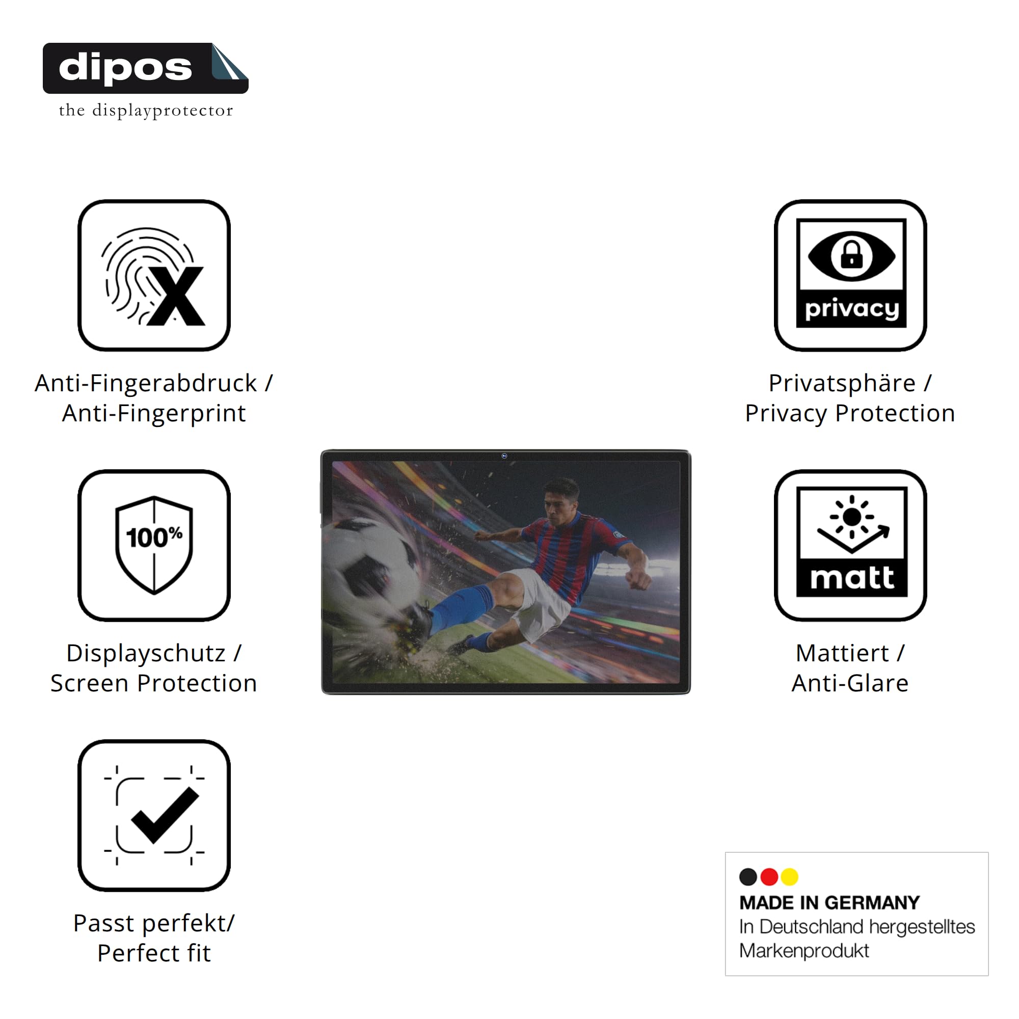 dipos Protector de Pantalla Antiespía para Zentality C-710P 10.1 | Película protectora mate, filtro de privacidad 4 vías, ajuste perfecto, antiarañazos, sin burbujas, autoadhesivo