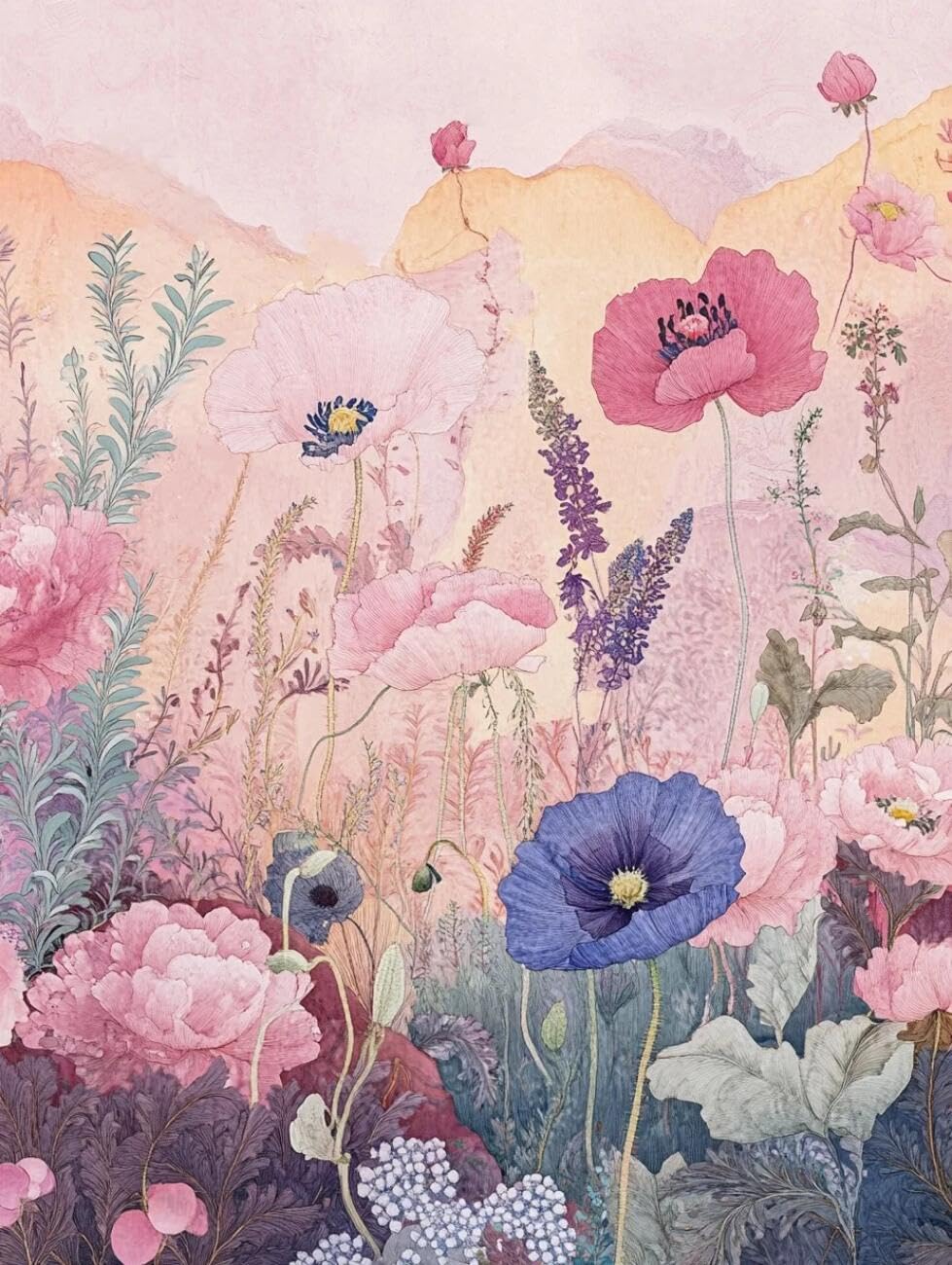 Rqwybcaxn Bead Embroidery Kits Fantasy Flowers 40x50cm