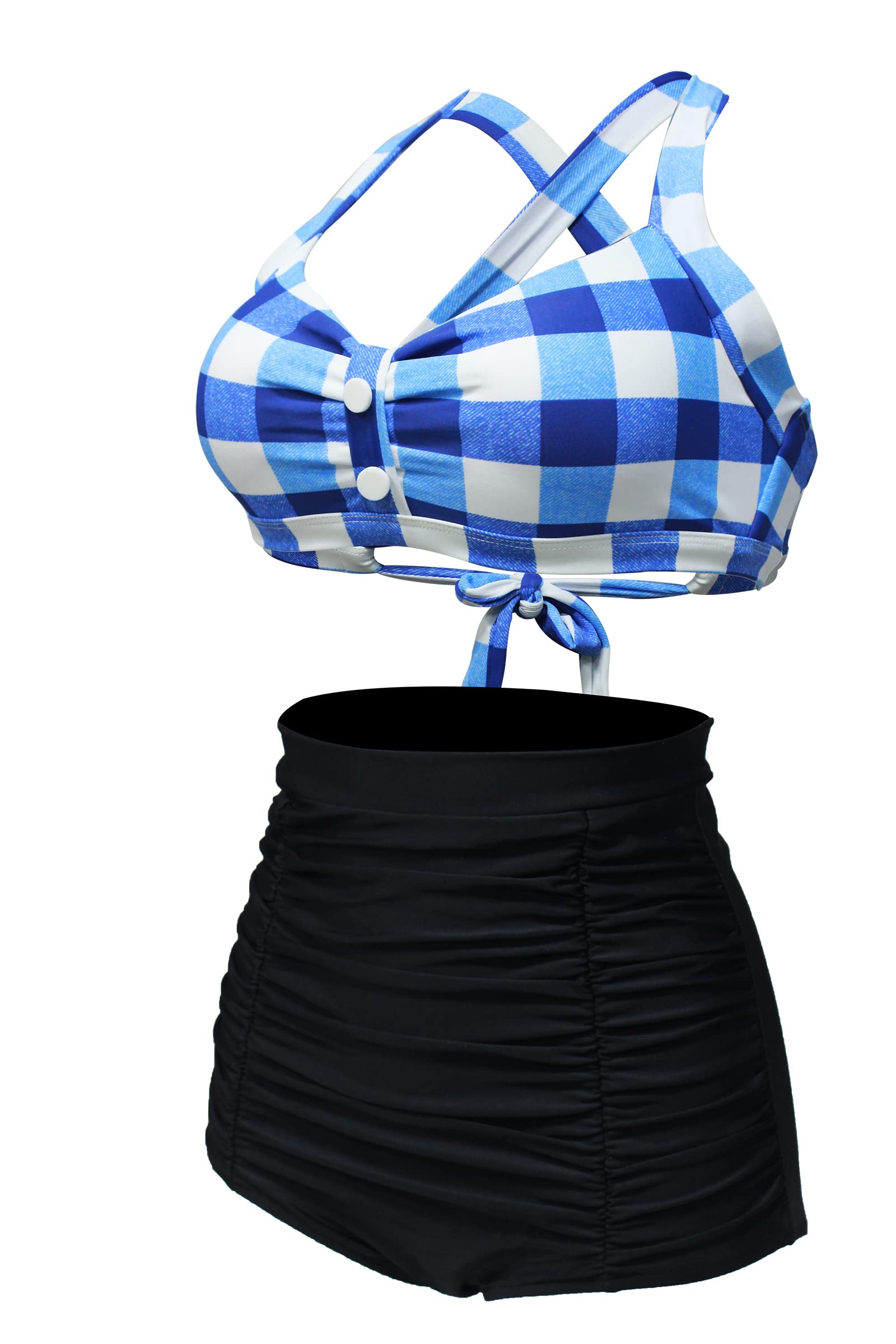 Viloree Costume da Bagno Donna a Vita Alta in Due Pezzi Stampa Floreale Bikini Halter Regolabile Costume da Bagno
