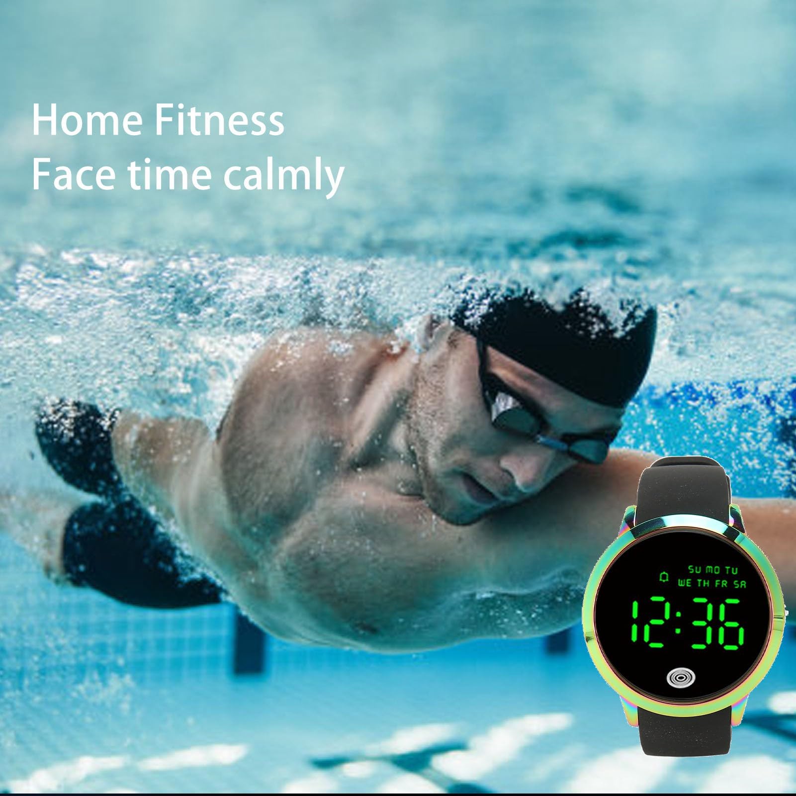 Orologio Digitale da Uomo, Orologio Sportivo Ultra Sottile Retroilluminato con Allarme Data Conto alla Rovescia Allarme Touch Screen a Colori Rotondo 50M Resistente