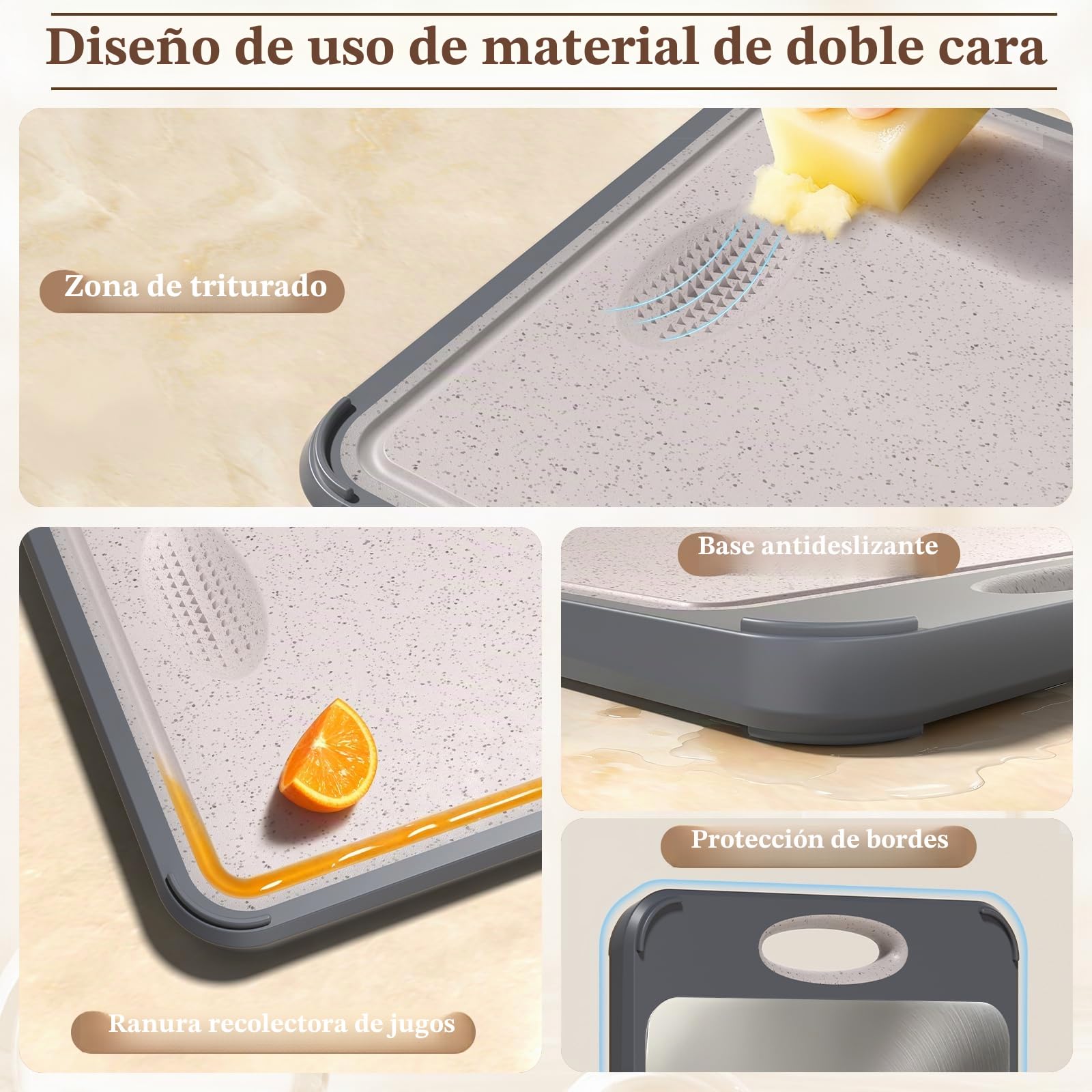 Gunci Tabla de cortar acero inoxidable doble cara para carne/verduras, fácil de limpiar, grande 40,6 x