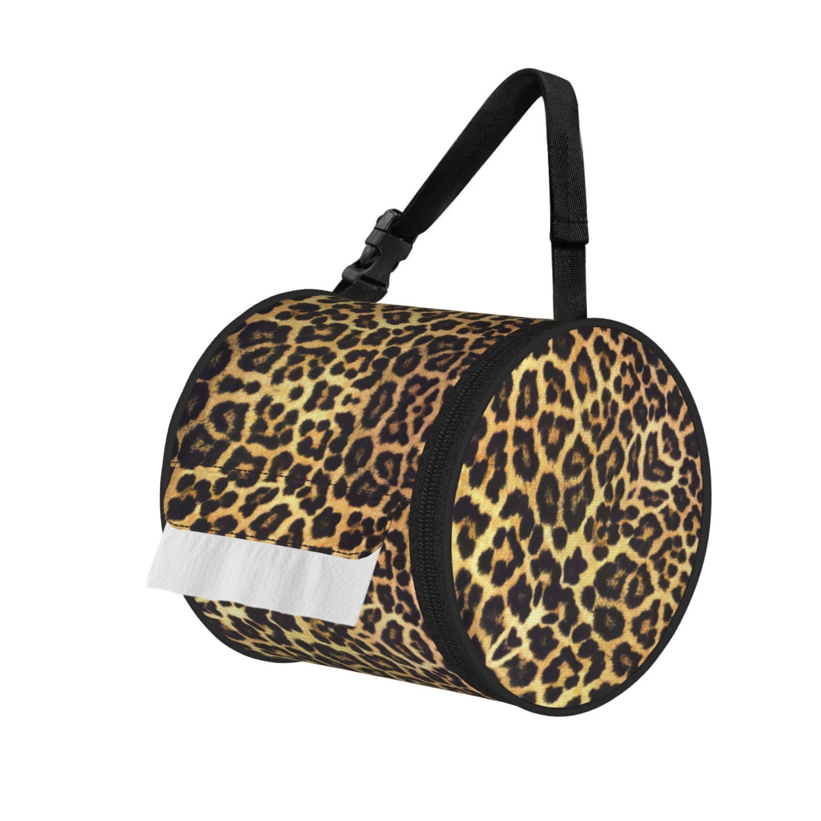 Leopard Print Printed Toilet Paper Holder Bag, Adjustable Strap Roll Paper Organizer for Car Kitchen Outdoor