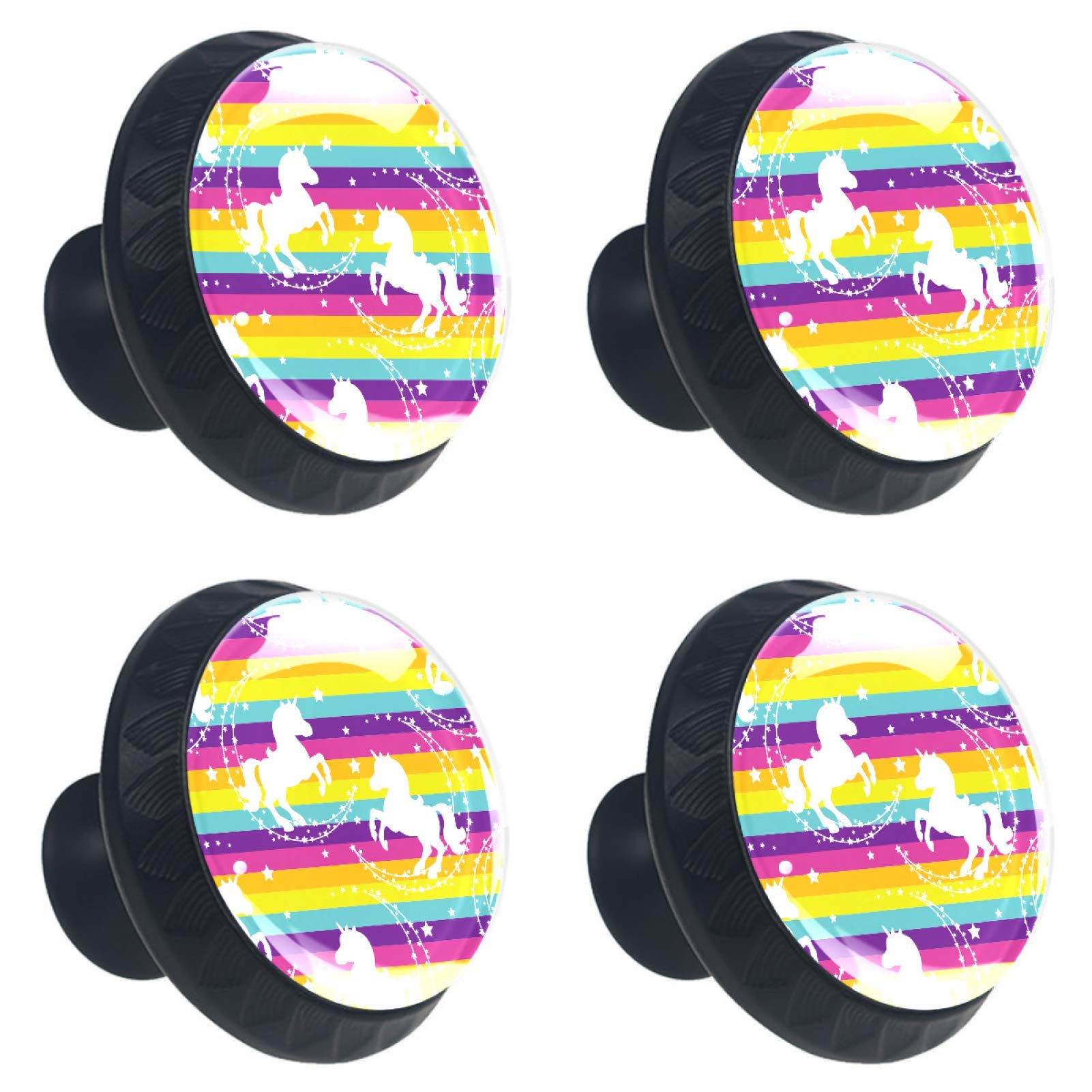 Poignée de tiroir licorne facile à installer : boutons arc-en-ciel robustes avec vis incluses