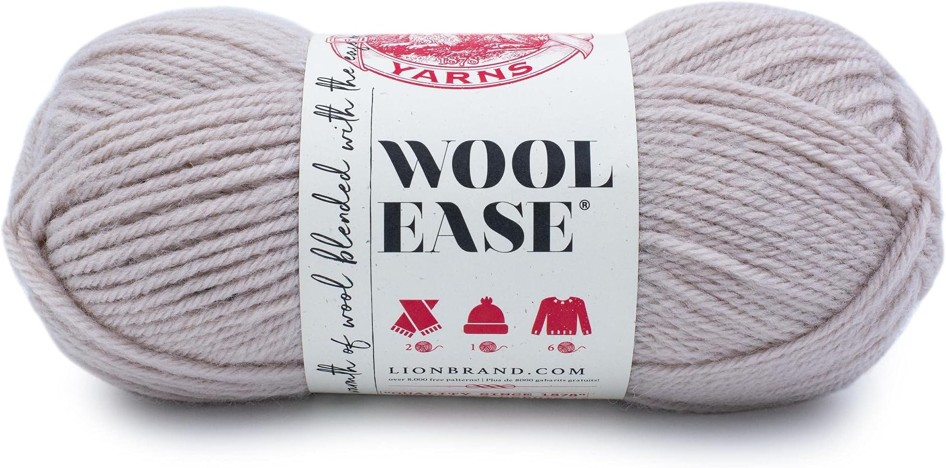 Lion Brand Yarn, Wool-Ease Aran Yarn for Knitting and Crochet, Antler, 1 Pack