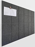 DECORITA 6-Pack Gray Black Felt Wall Tiles - Removable Cork Board Alternative, Pinboard for Home Office Classroom 24x36 (11.8x11.8 Panels)