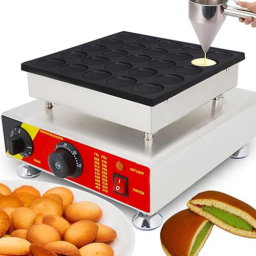 Máquina para hacer panqueques eléctrica comercial de 25 agujeros de 1.8 pulgadas, mini panqueques holandeses, parrilla, panadero, waffle, muffins,