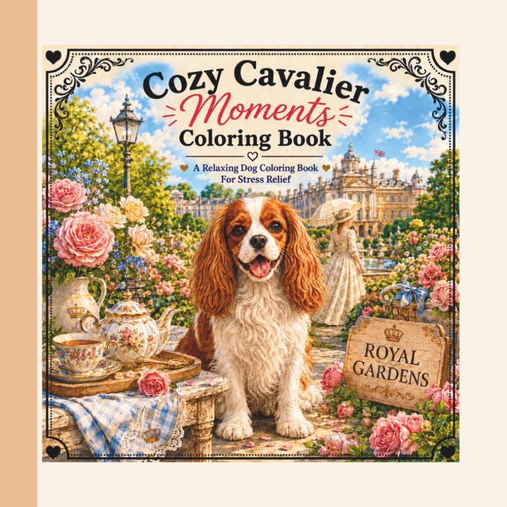 Cozy Cavalier Moments A Relaxing Dog Coloring Book For Stress Relief: A Relaxing Dog Coloring Book For Stress Relief