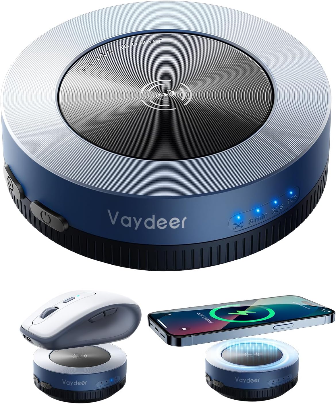 Vaydeer Multiple Mouse Mover, W1 Mouse jiggler＆Wireless Charger 2-in-1, Undetectable Shaker Wiggler Device, Automatic Phone Charging Pad, Quiet Mice Giggler Juggler to Keep PC Active