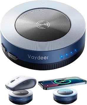 Vaydeer Multiple Mouse Mover, W1 Mouse jiggler&Wireless Charger 2-in-1, Undetectable Shaker Wiggler Device, Automatic Phone Charging Pad, Quiet Mice Giggler Juggler to Keep PC Active