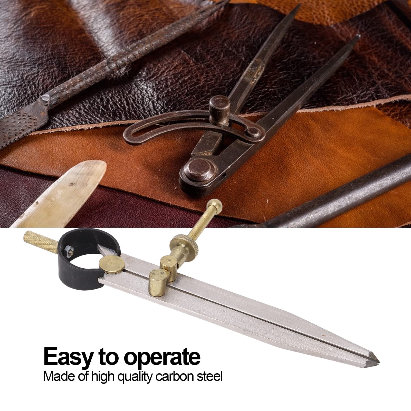 Yomiyuyr Wing Divider, Carbon Steel Compass Tool for Drawing Circles, Adjustable Dividers for Leather Craft, Woodworking, Geometry (YomiyuyrTBOe-12)