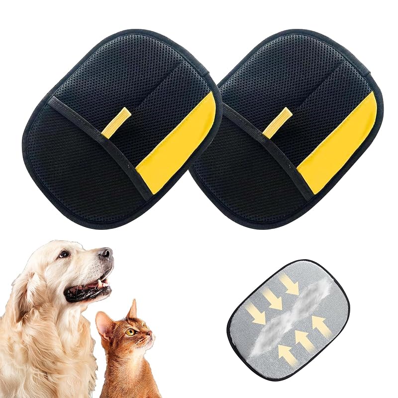 Removedor de Pelos para Cães e Gatos IGRARK P7, Luva Eletrostática Reutilizável Dupla Face, Preta, Pacote com 2