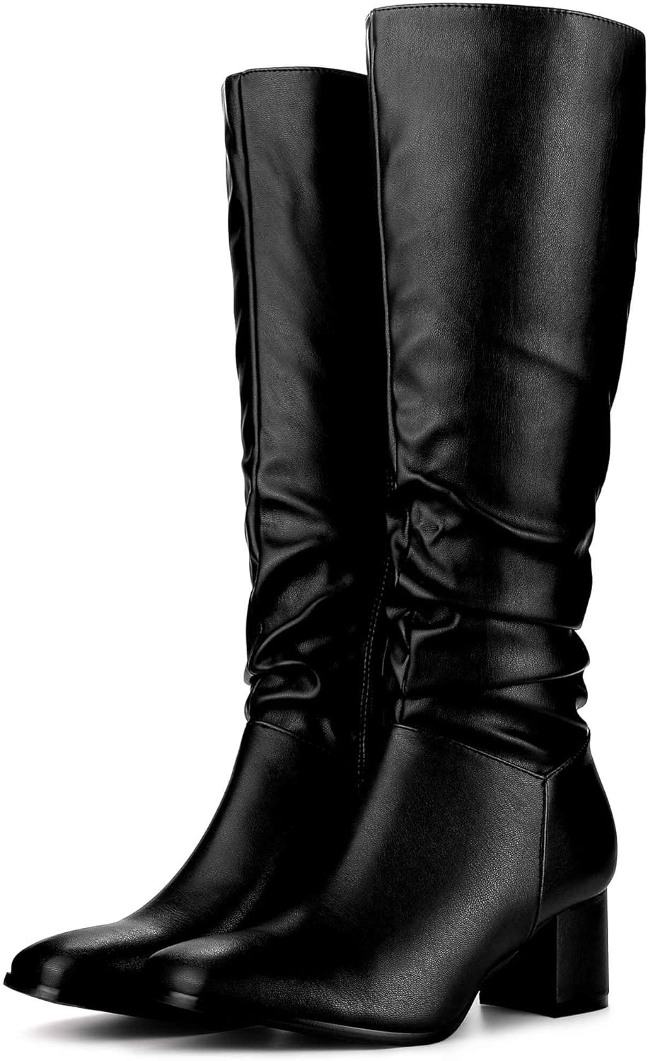 Perphy Thigh High Dress Boots Square Toe Chunky Heel Slouch Knee Highs Boots for Women