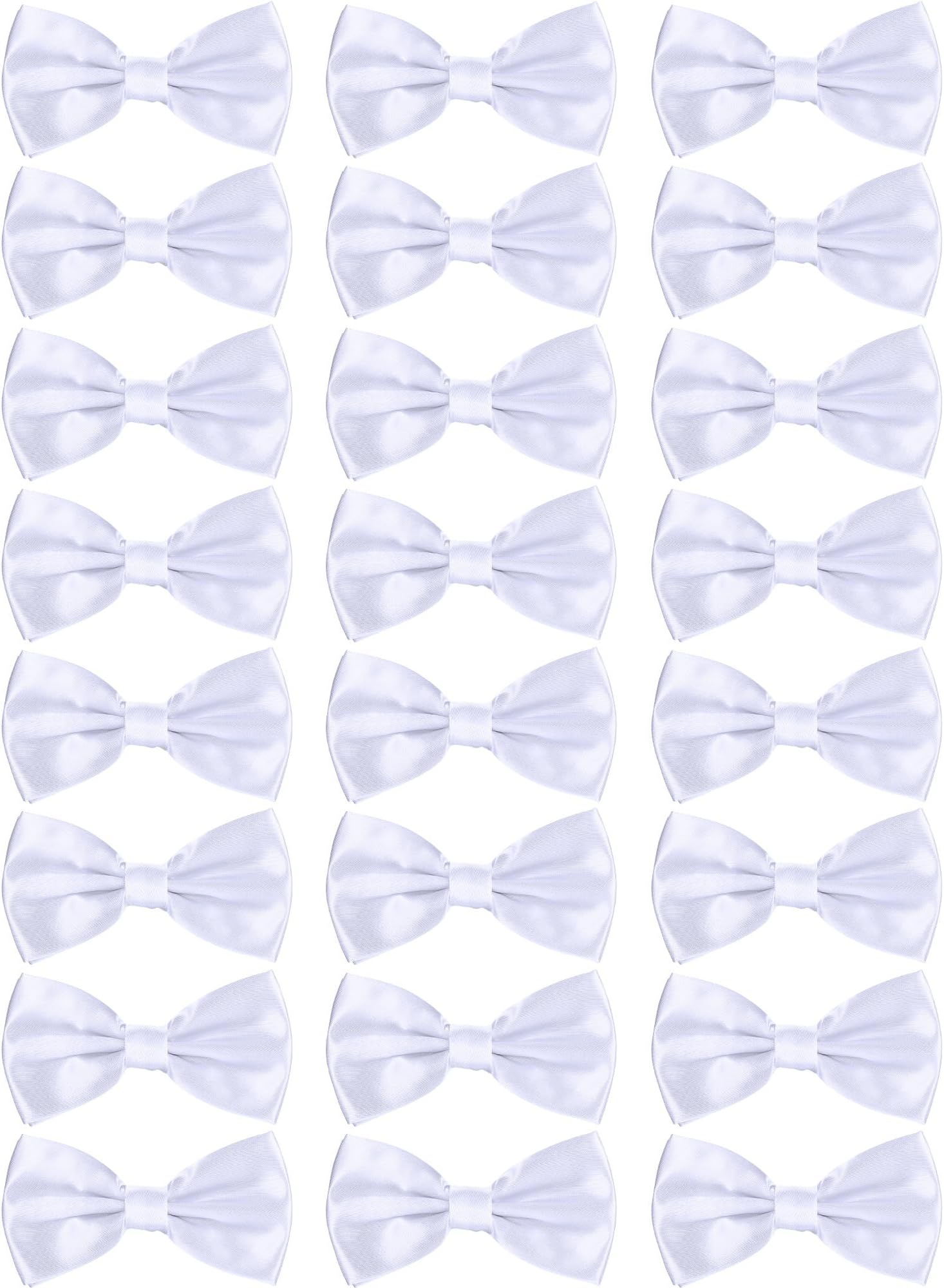 24 Pieces Men's Bow Ties Formal Satin Solid with Adjustable Neck Band Bow Ties for Men