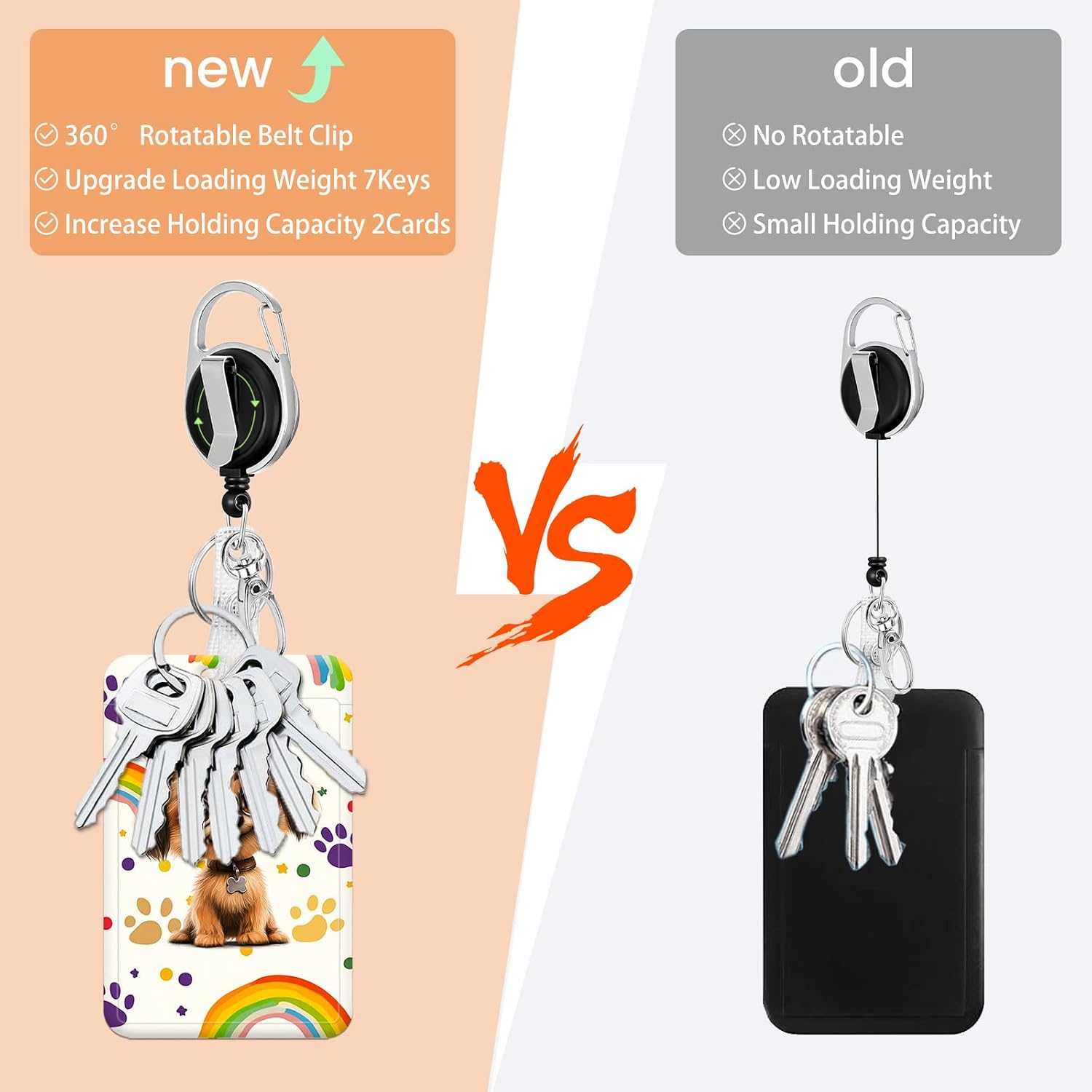 Lanyards for ID Badges, Badge Holder Retractable Reel Clip, Detachable Lanyard,360 Rotate Carabiner, Name Tag,Vertical Card Protectorfor Teacher Nurse Office Work, Gifts(Cute Dog) image 5