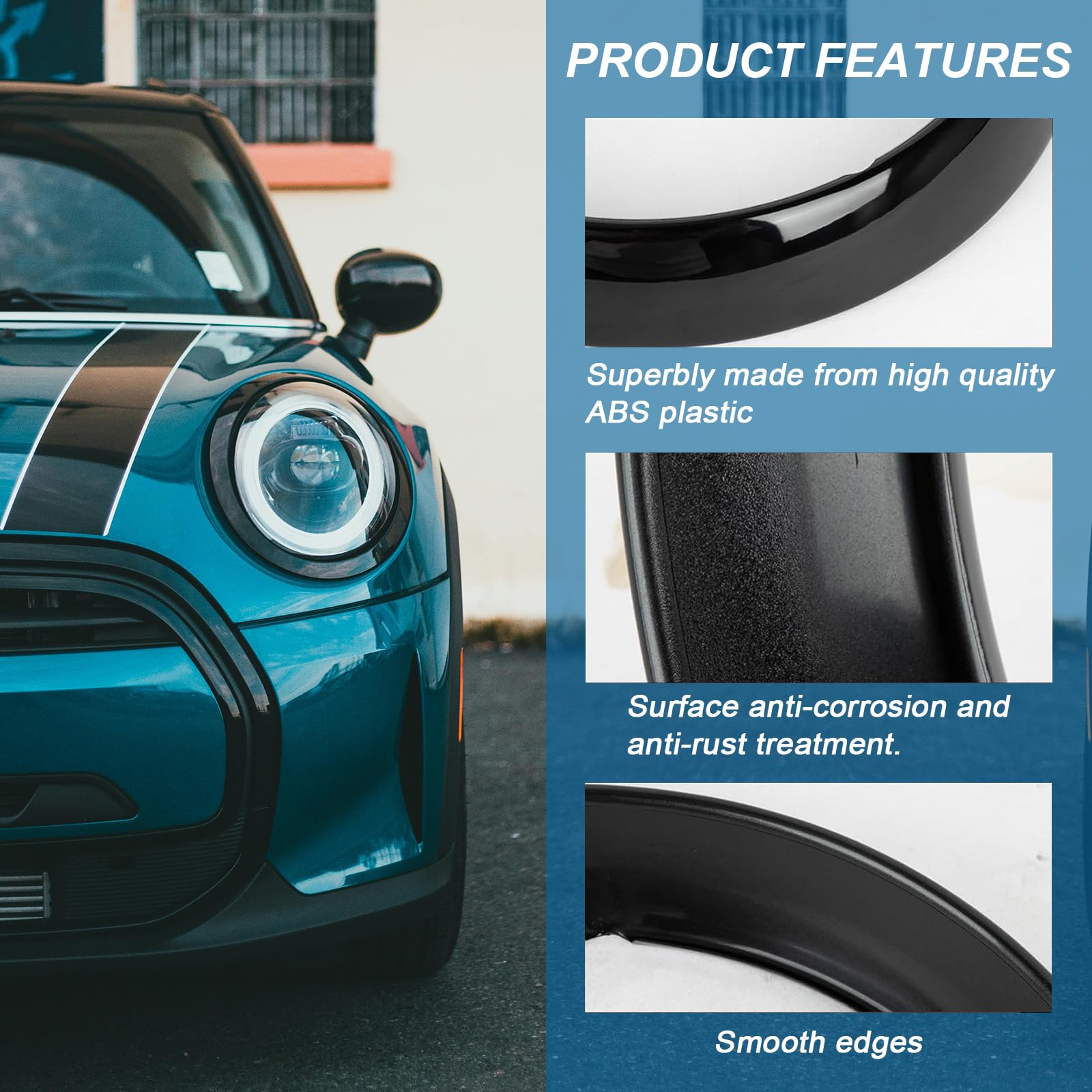 JAOGAUS Anello Fanale Compatibile con BMW MINI COOPER R55 R56 R57 R58 R59 2007-2015, Fanali Anteriori Sinistro e Destro, Nero