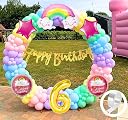 Flyloons Latex Rainbow Theme 6Th Birthday Decorations Kit Girls Boys Kids Baby Girl For 6 Year With Number Rainbow Pink Star Pink Purple Yellow Blue Green Pastel Balloons Happy Gold Banner, 58 Pcs gallery image