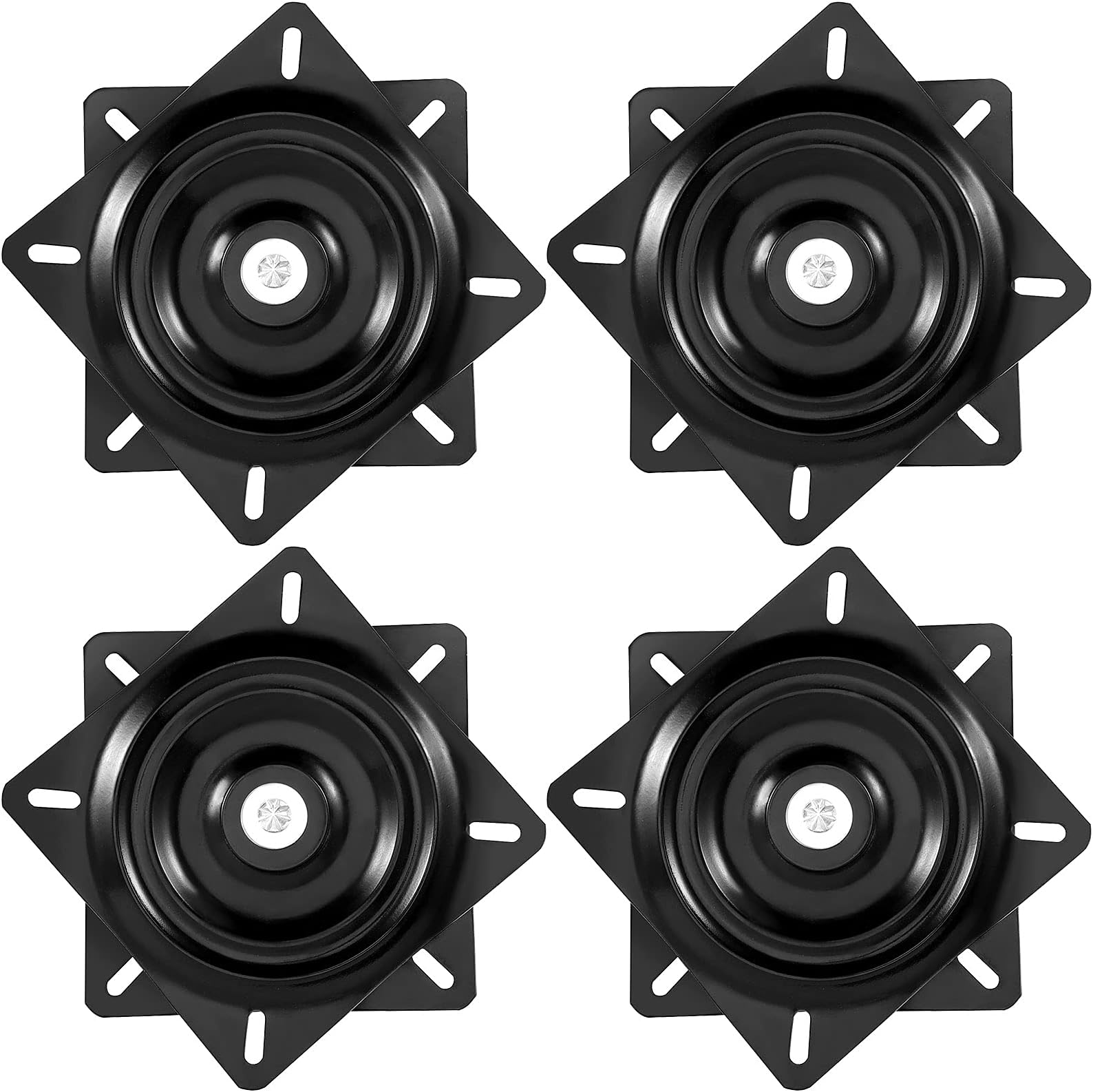 4 Pack 6.25 Inch Bar Stool Swivel Replacement, 360° Swivel Bar Stool Swivel Plate, Square Seat Swivel Base for Recliner Chair or Furniture, Black2