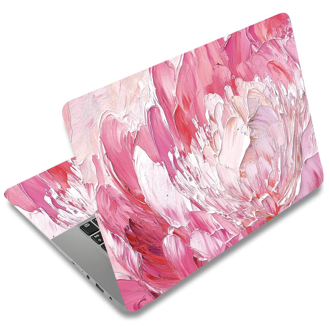 SUPERDANT Pink Flowers Laptop Skin Sticker Oil Painting Style Notebook Skin 12 13 13.3 14 15 15.4 15.6 Inches Vinyl Laptop Cover Stickers Removable Notebook Personalized Protector