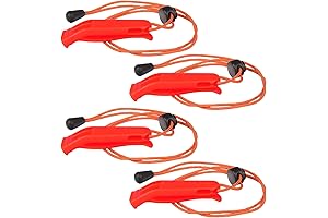 4-Piece Kayak Whistle Survival Signal with Adjustable Lanyard (Red)