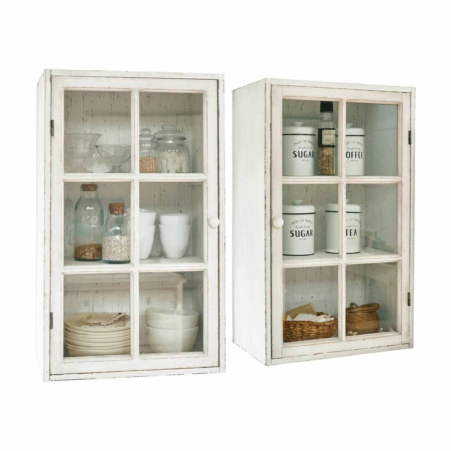LOBERON Hängeschrank 2er Set Piavo, antikweiß
