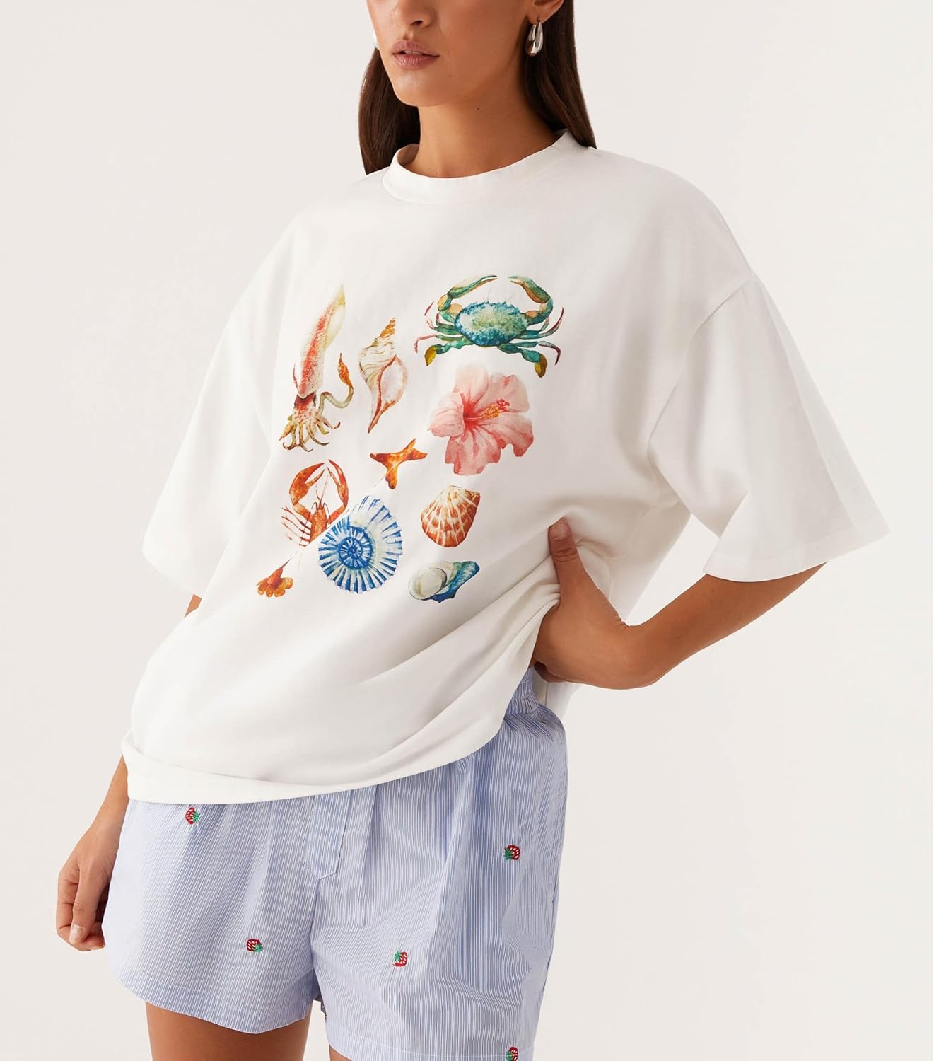 Women Oversized Graphic T Shirt Y2k Short Sleeve Crew Neck Drop Shoulder Loose Fit Tees Summer Preppy Aesthetic Baggy Top - Image 5