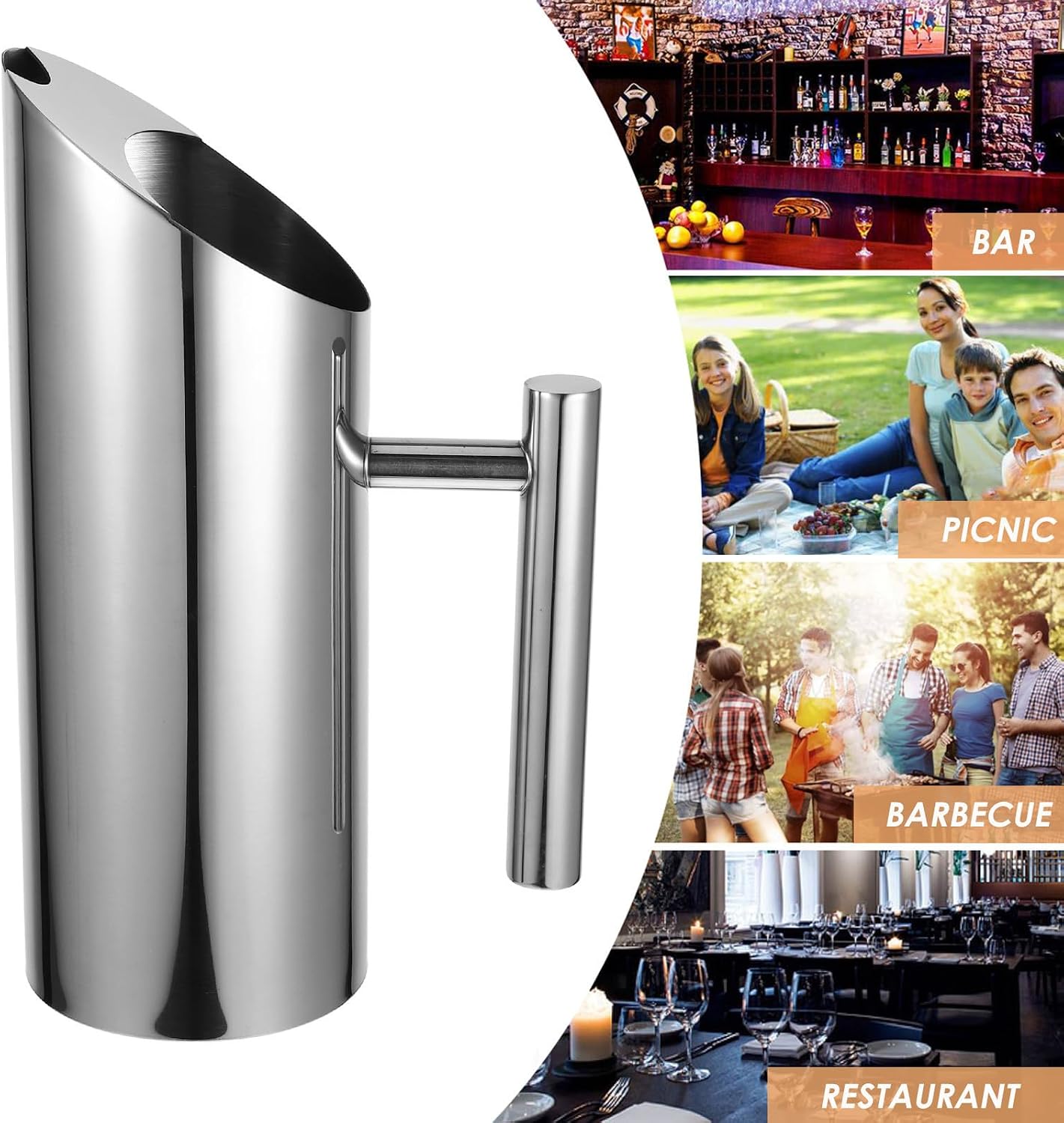 Stainless Steel Juice Pitcher 1.0 L for Cold Drinks and Cocktails