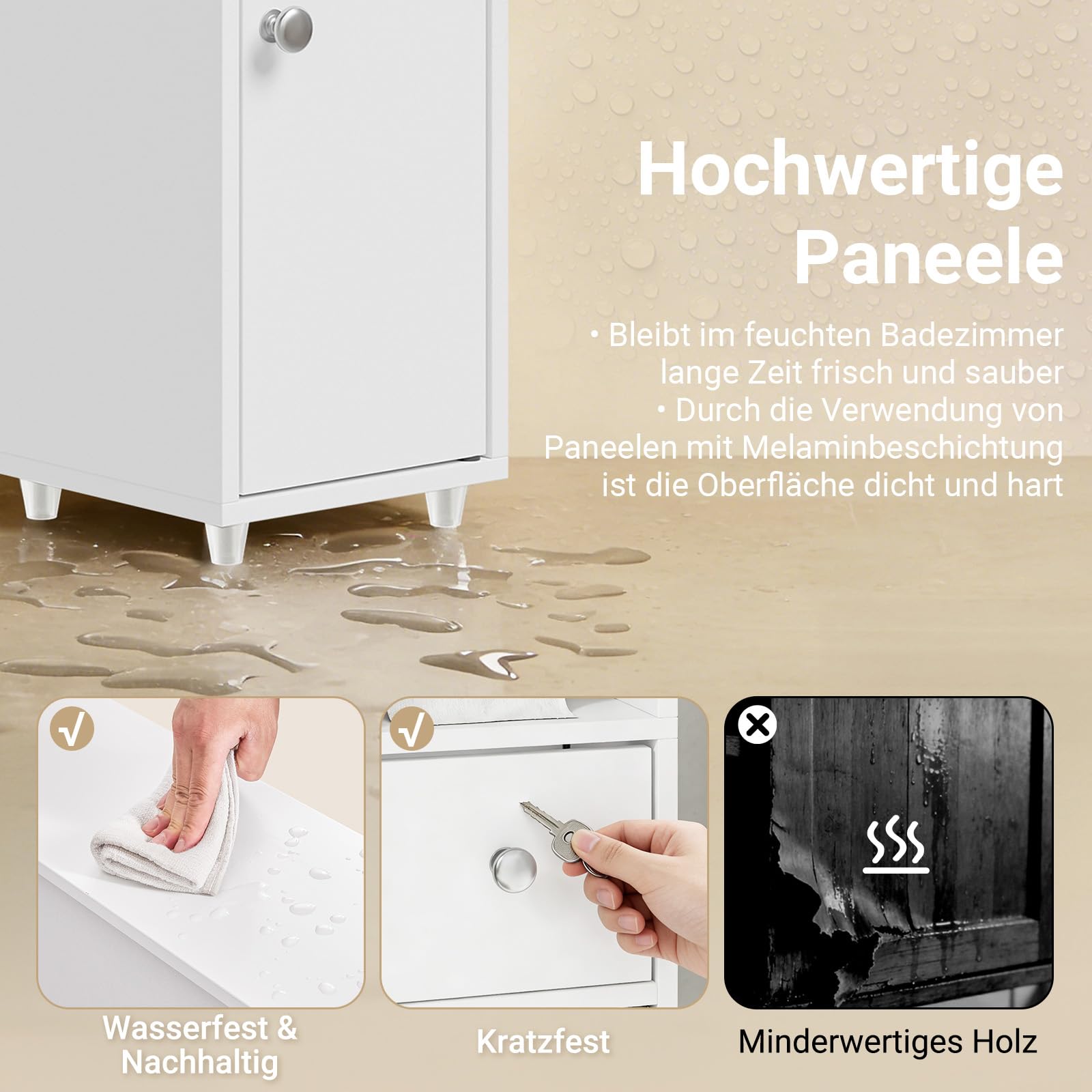 SoBuy Badezimmerschrank Schmal 20cm mit Rollenhalter für Bad & WC