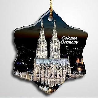 Germany Cologne Cathedral Christmas Ceramic Ornament Xmas Tree Decor Souvenirs Double Sided Snowflake Porcelain Home Gifts