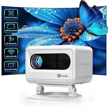 [Electric Focus] Himovies Projector, Mini Projector with WiFi and Bluetooth, ?50 Vertical Keystone Portable Projector with Tripod, FHD 1080P Movie Projector for Smartphone/TV Stick/HDMI/USB