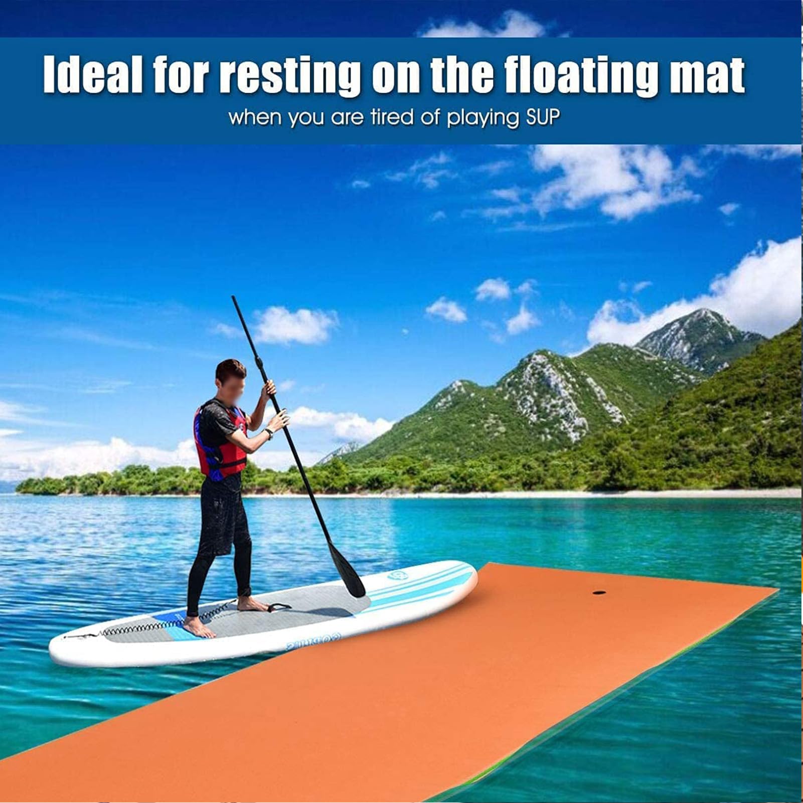 Tappetino galleggiante per lago, resistente tappetino per giglio per ricreazione, relax, nuoto, divertimento in spiaggia, feste in piscina, prendere il sole, attività in famiglia, capacità 6 persone