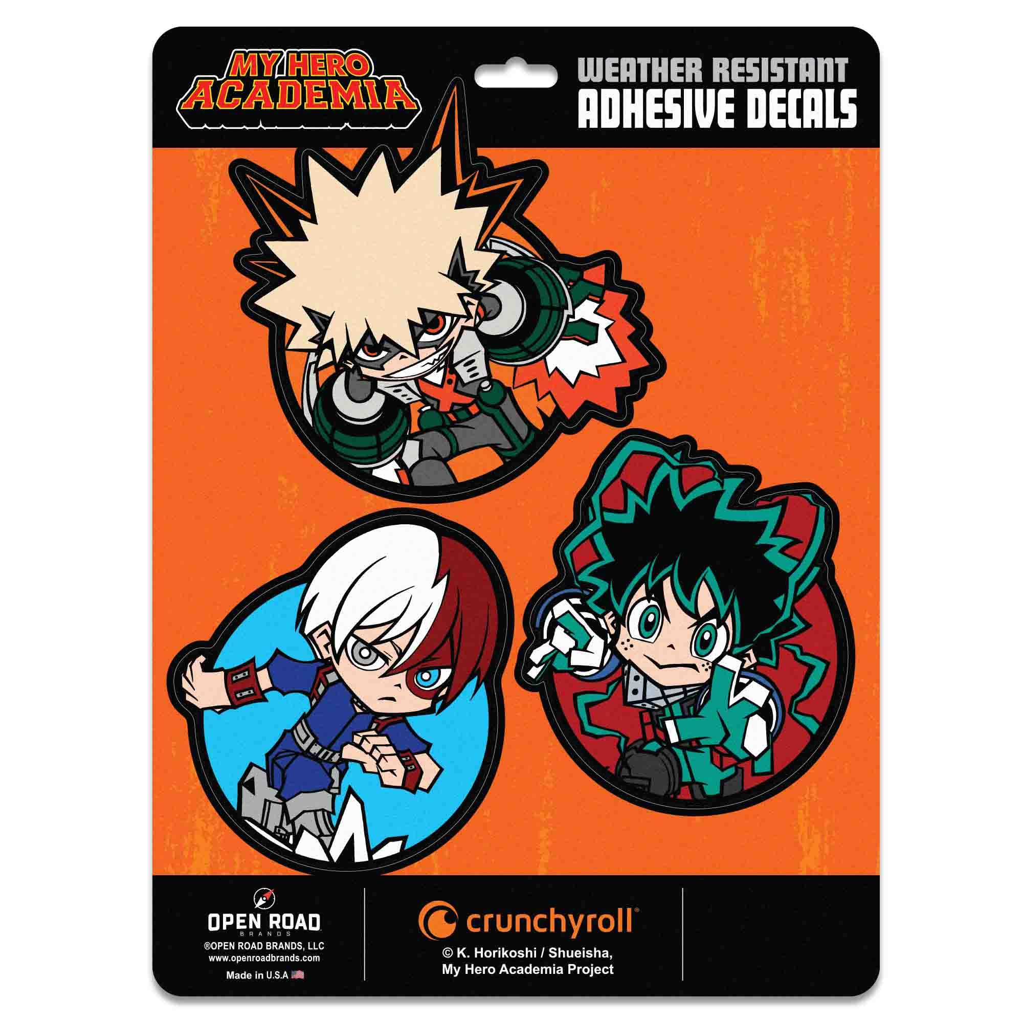 Décalcomanies en vinyle My Hero Academia - Lot de 3 autocollants pour voiture et ordinateur