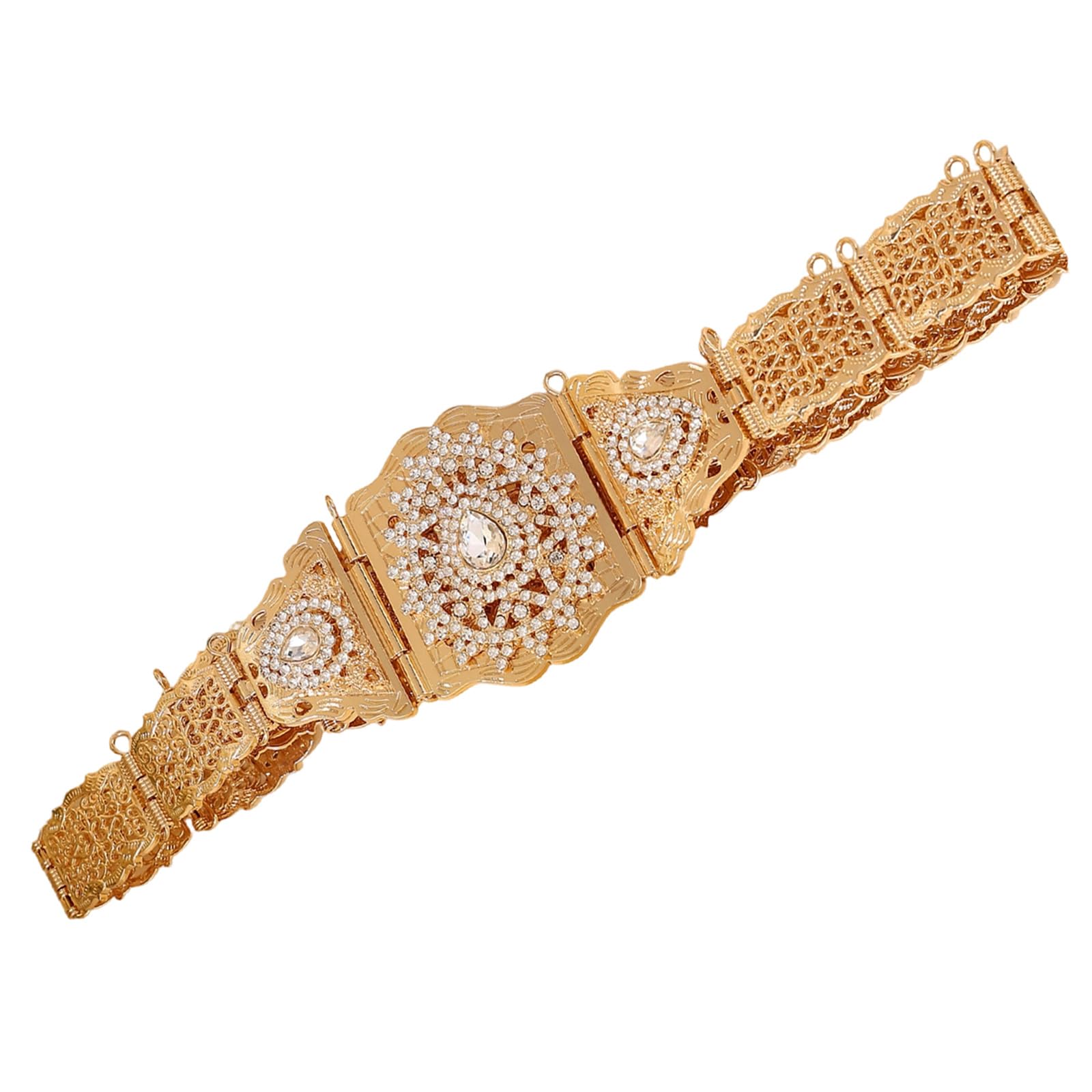 YUXITA Blingbling Waist Belt Stylish Carved Floral Waist Chain Belt Elaborate Jewelry Belly Chain for Wedding Waisbelt