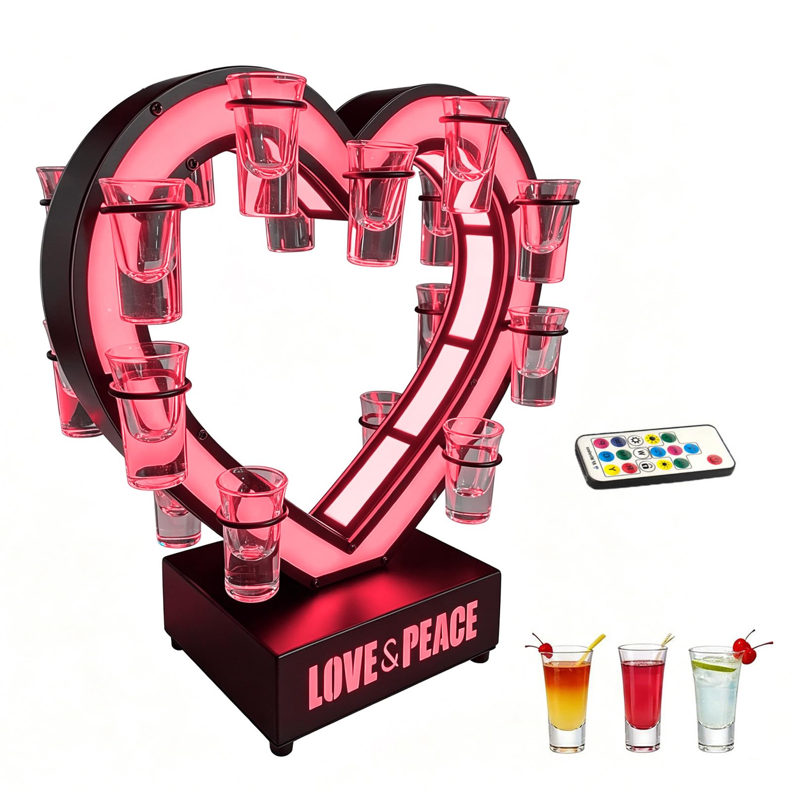 richigblosmum VIP Glow Shot Glass Display | LED Multi-Tier Cup Rack | Iron Bar Organizer for Cocktail, Wine & Champagne | Rechargeable for Parties & KTV 18holes
