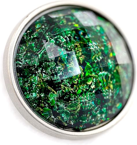 Miniatura 3 de 20 piezas de vidrio biselado verde arrugado estampado de capa de metal botones de vástago de costura para abrigos -0.906 in -7/8 pulgadas