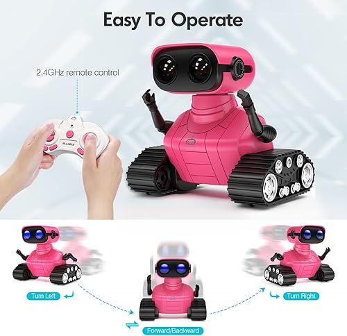 Miniatura 3 de ALLCELE - Robot juguete, robots RC recargables para niños, juguete con control remoto, tiene música y ojos LED, regalo para niños a partir de 3 años
