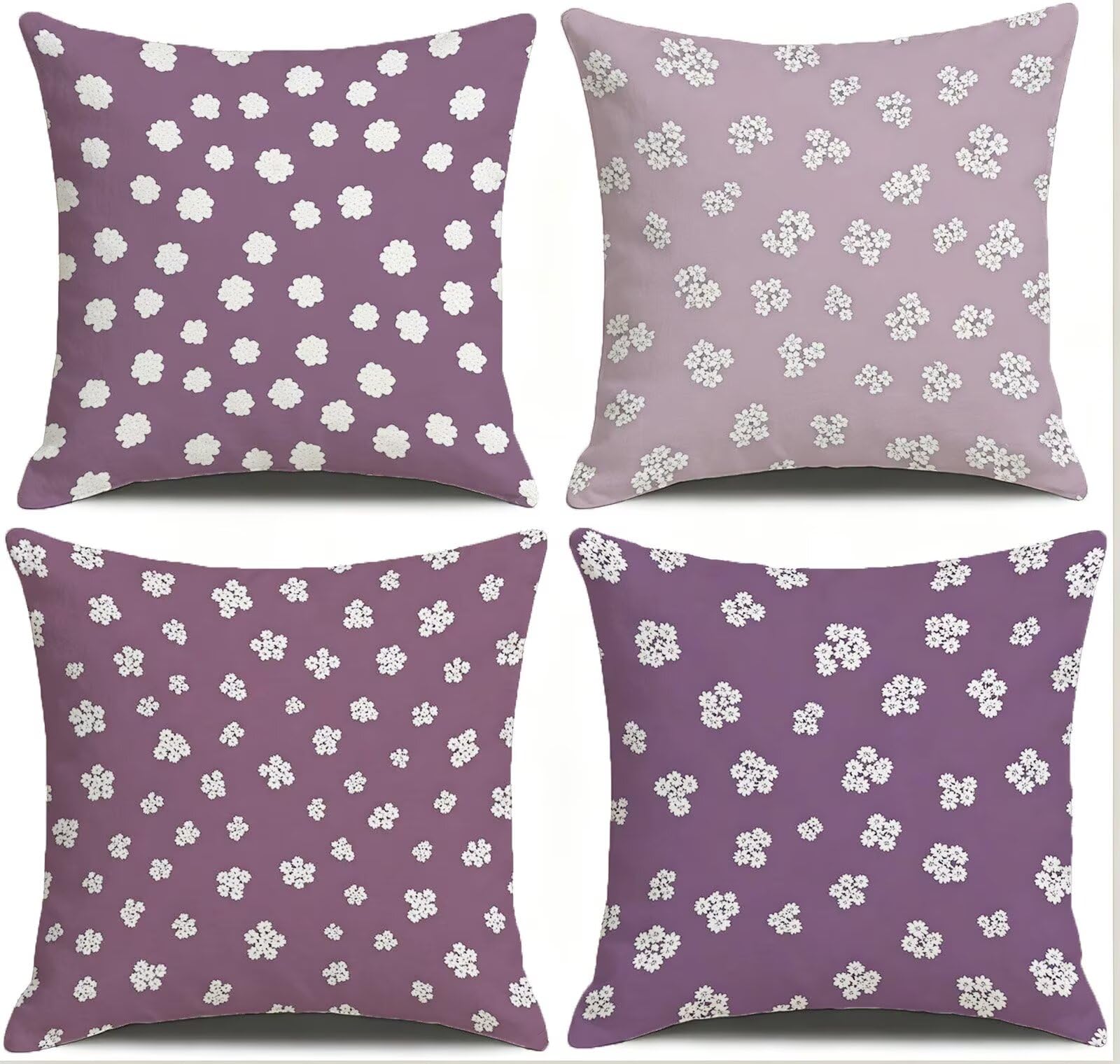 Viola Federe Cuscini Divano 40x40cm, Cuscini da Esterno Set de 4, Cod-45 | Velour Copricuscini Decorativi Letto Arredo, per Letto, Soggiorno, Giardino, Esterno, Casa Decorazione Set di 4 Fiore