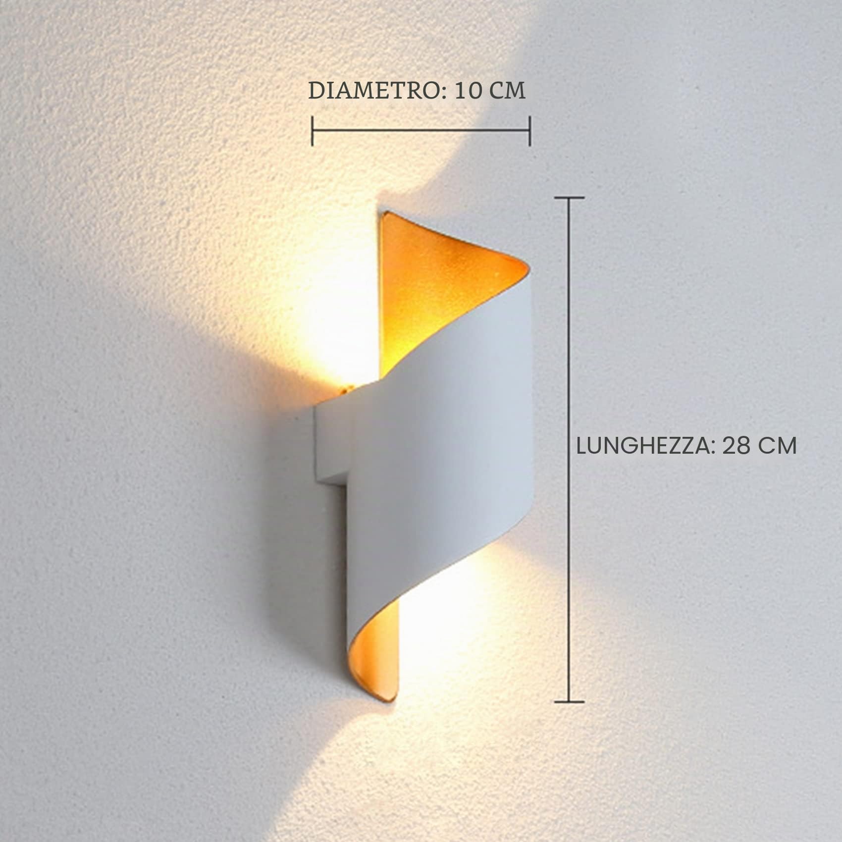 Applique da Parete LED Su e Giù IP65 per Interno ed Esterno, Bianco | Lampada da Esterno Alluminio 10W Impermeabile, per Soggiorno Camera da Letto Bagno Corridoio Scala Portico Terrazza Giardino
